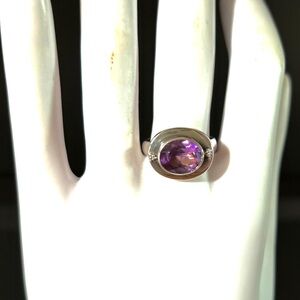 Vintage Lori Bonn Sterling Silver Amethyst Ring Size 7